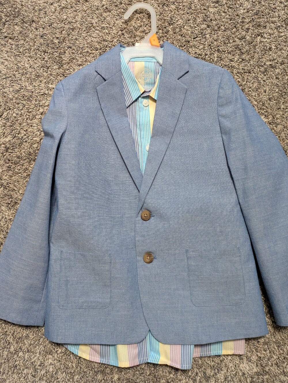 Light Blue Boys' Blazer W/Shirt - Classic Two-Button Style